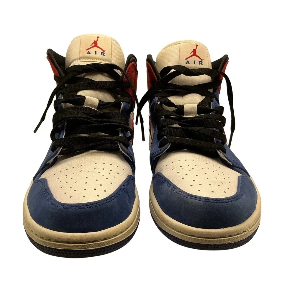 Nike Air Jordan 1 Mid SE USA White Red Blue Sneakers 852542-146 Mens Size 8.5